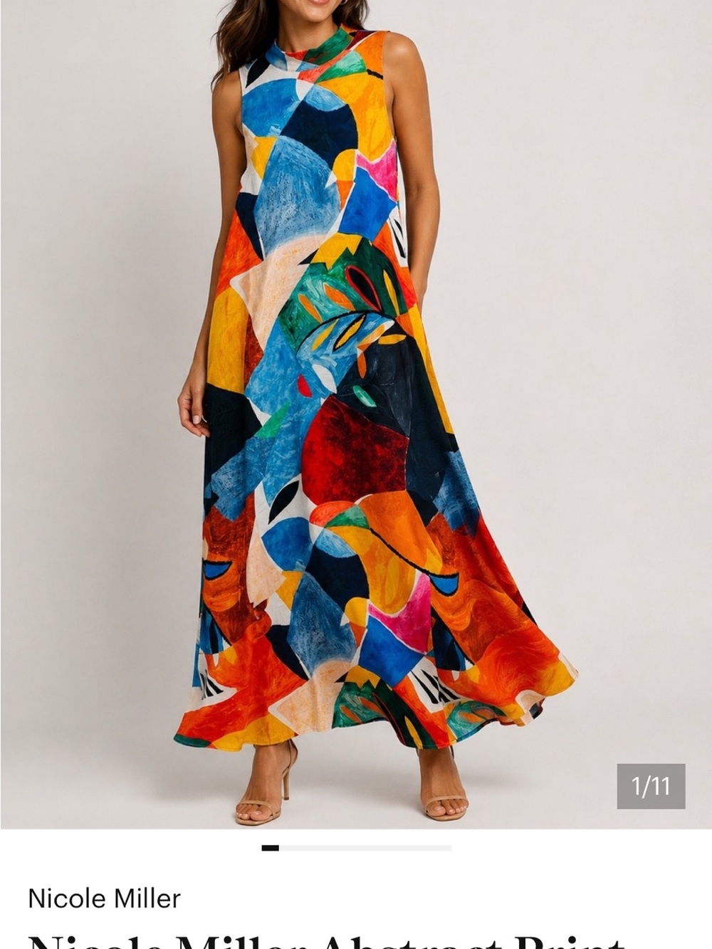 Nicole Miller Multicolor Abstract Print Sleeveless Maxi Dress